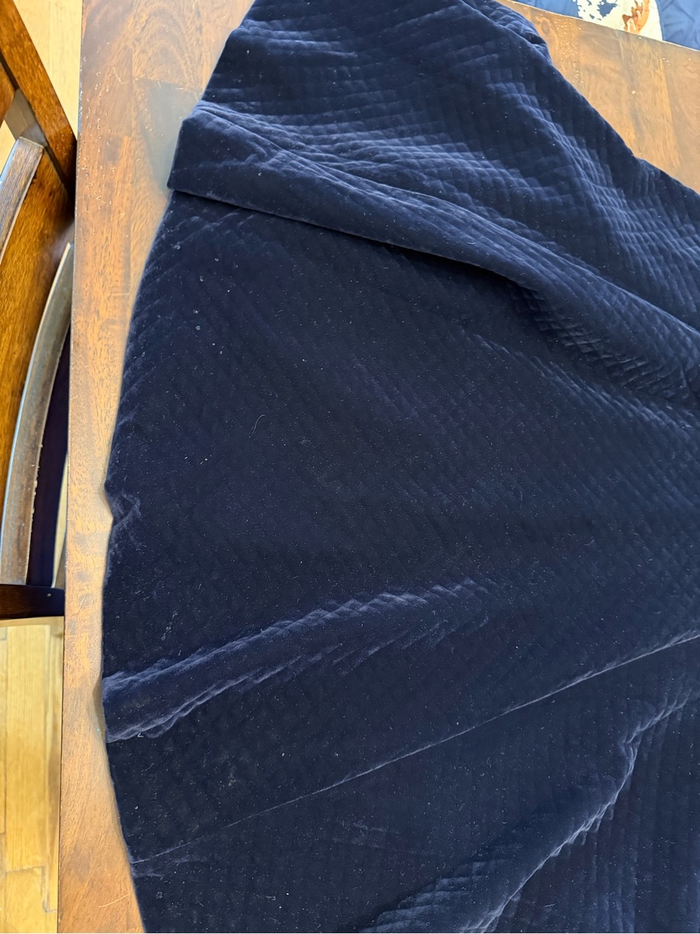 ModCloth x Collectif Charming Ways Navy Quilted Velvet Coat UK 20 Faux Fur & Bow - Picture 6 of 10